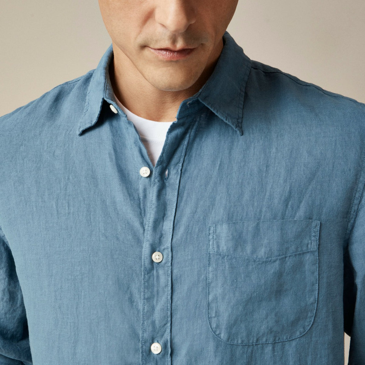 Men Washed linen shirt with point collar - J.Crew
