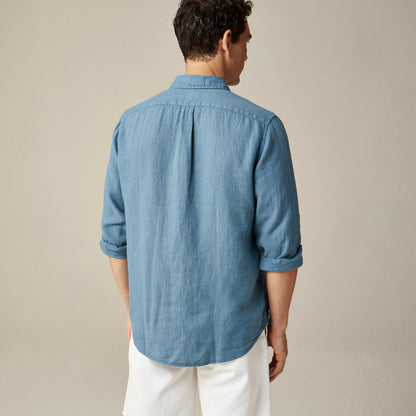 Men Washed linen shirt with point collar - J.Crew