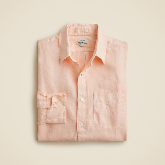 Men Washed linen shirt with point collar - J.Crew