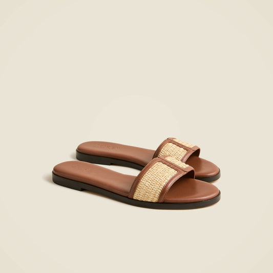 Women Georgina woven sandals in faux raffia and leather - J.Crew