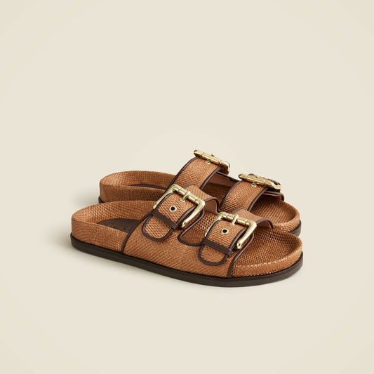 Women New Colbie wide-strap buckle sandals in faux raffia - J.Crew