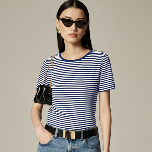 Women New perfect-fit short-sleeve T-shirt in stripe - J.Crew