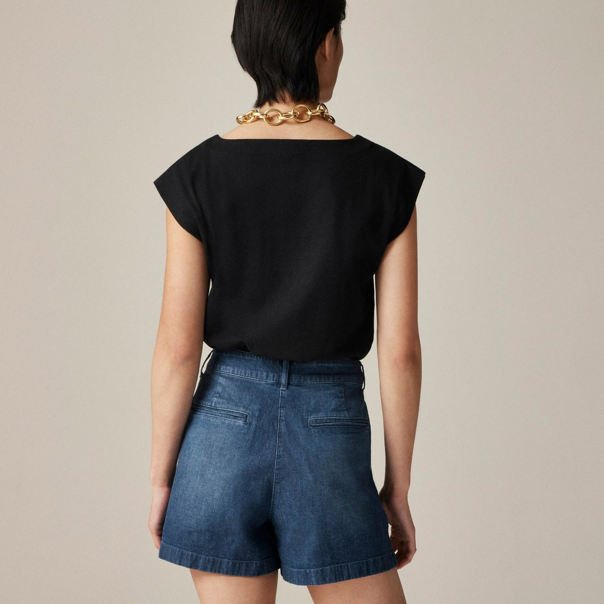Women Pleated short in drapey denim - J.Crew