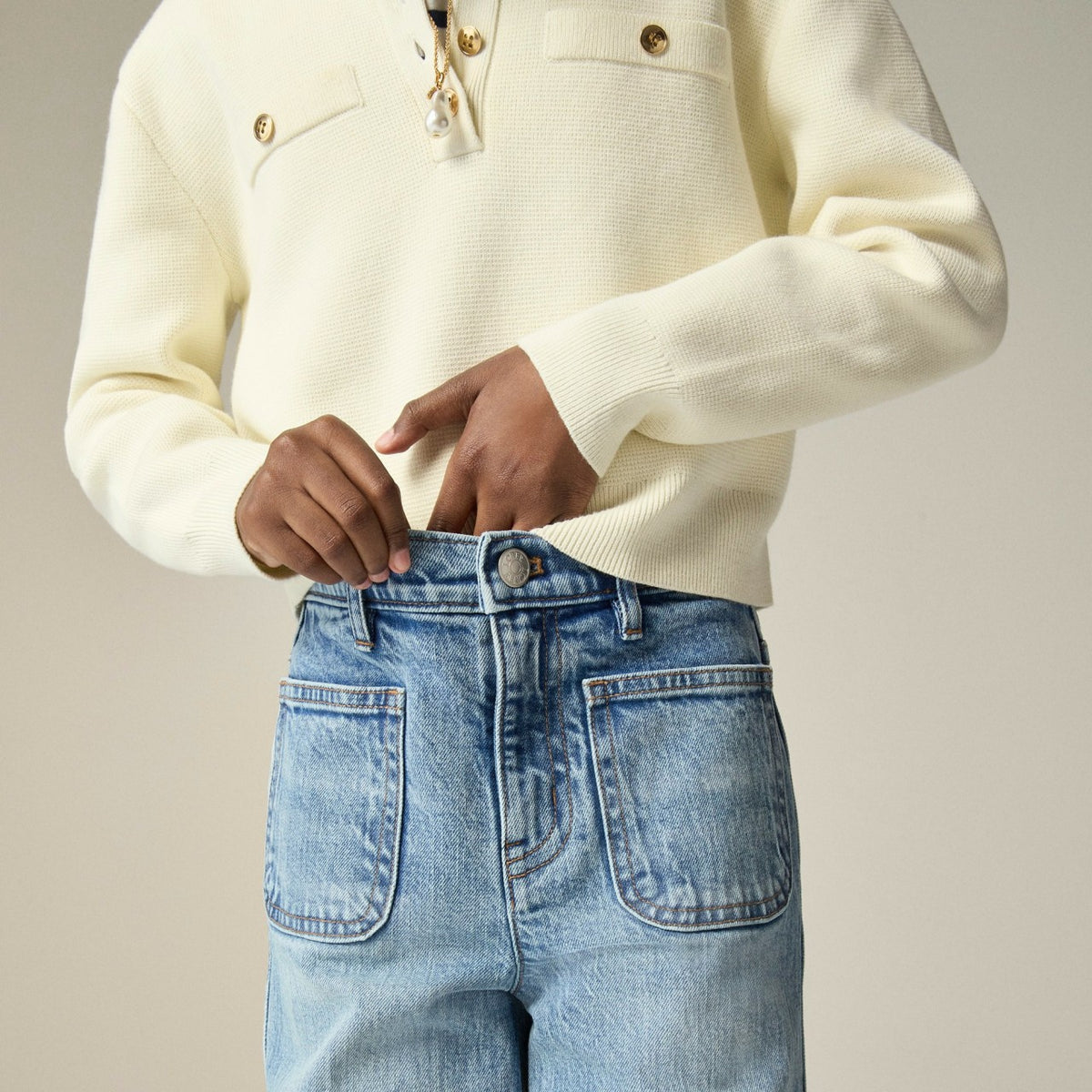 Kids Girls' Sailor stretch denim trouser in light wash - J.Crew