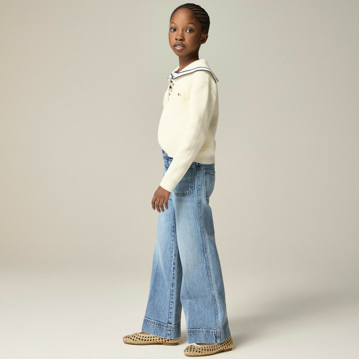 Kids Girls' Sailor stretch denim trouser in light wash - J.Crew