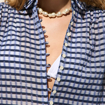 Women Crinkled tunic beach dress in gingham print - J.Crew