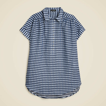 Women Crinkled tunic beach dress in gingham print - J.Crew