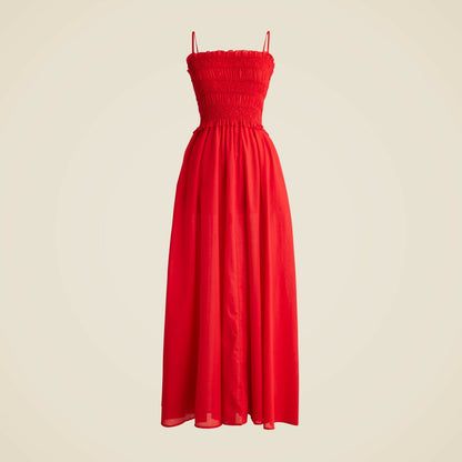 Women Smocked maxi dress in cotton voile - J.Crew