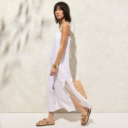 Women Linen-cotton blend tie-back midi dress - J.Crew