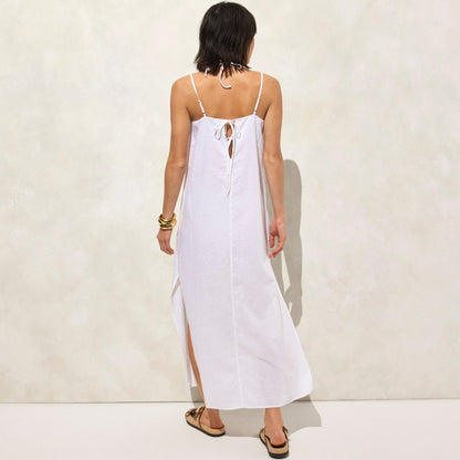 Women Linen-cotton blend tie-back midi dress - J.Crew