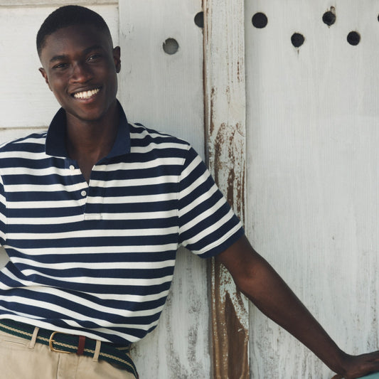 Men Washed piqu&eacute; polo shirt in stripe - J.Crew