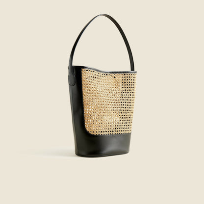 Women Berkeley bucket bag in faux raffia and leather - J.Crew