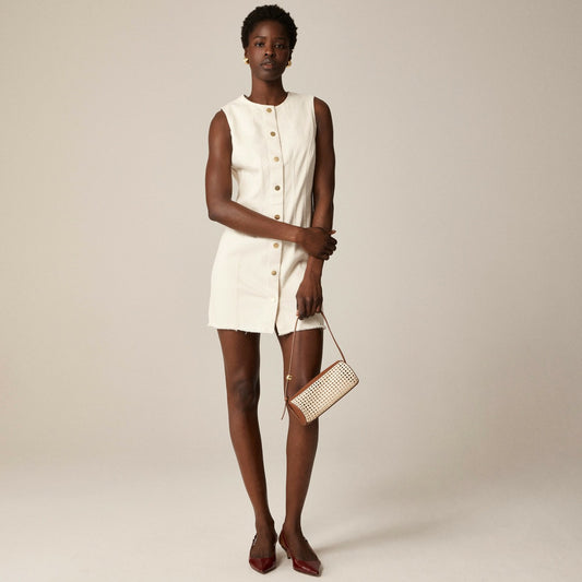 Women Seamed denim mini dress in ecru - J.Crew