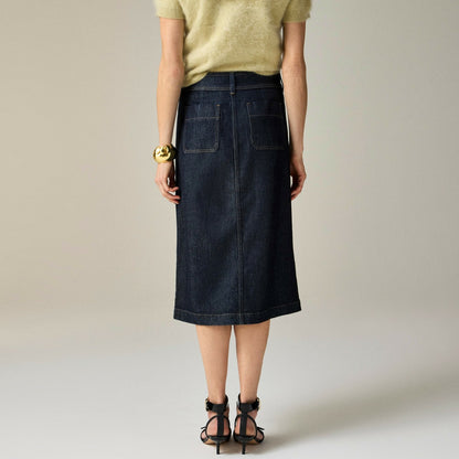 Women Denim pencil skirt with patch pockets - J.Crew