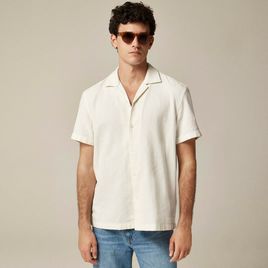 Men Short-sleeve textured cotton camp-collar shirt - J.Crew