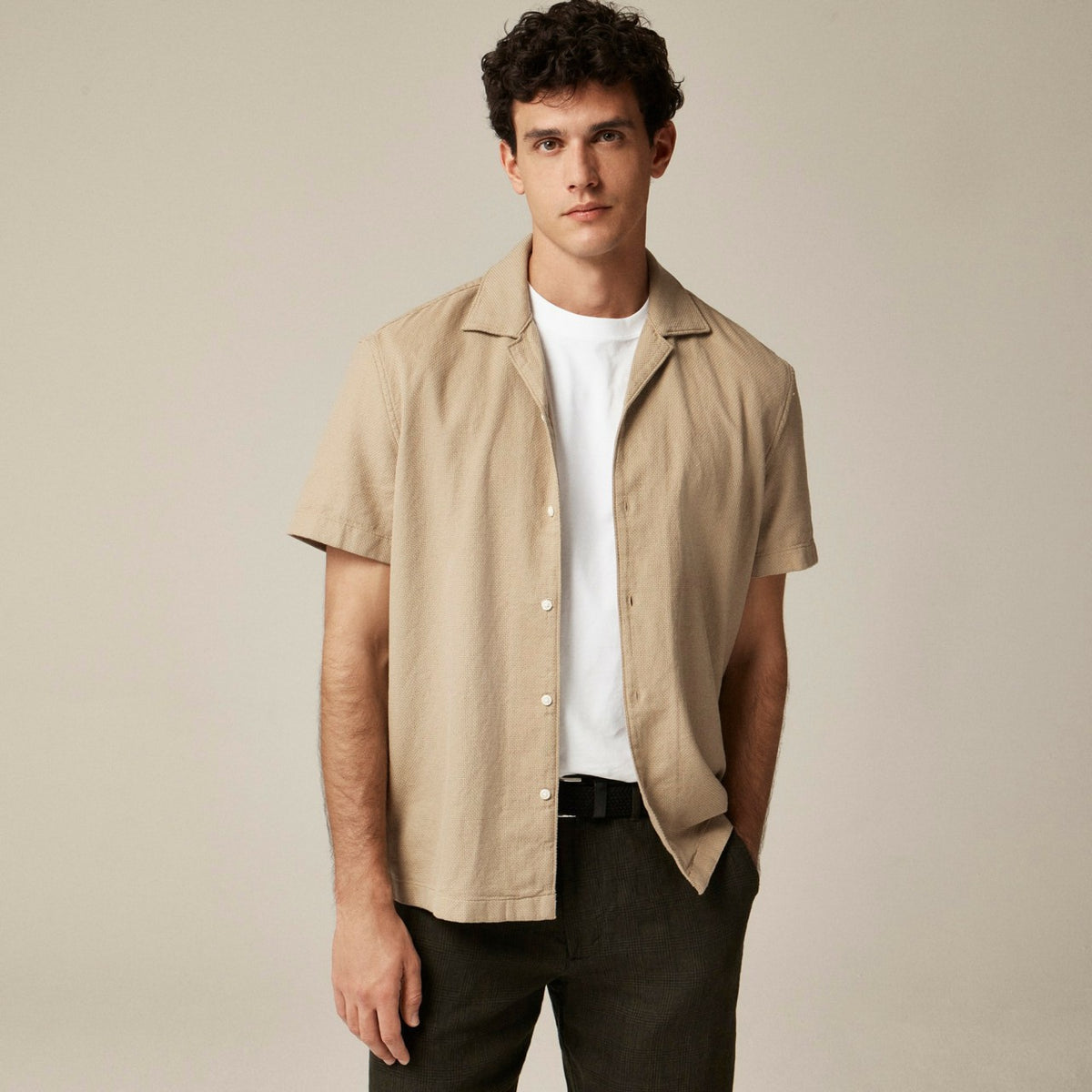 Men Short-sleeve textured cotton camp-collar shirt - J.Crew