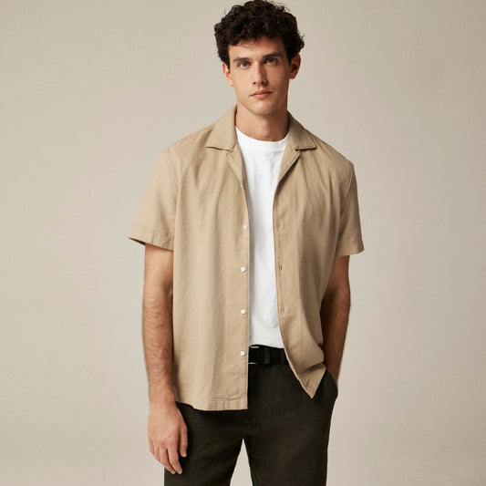 Men Short-sleeve textured cotton camp-collar shirt - J.Crew