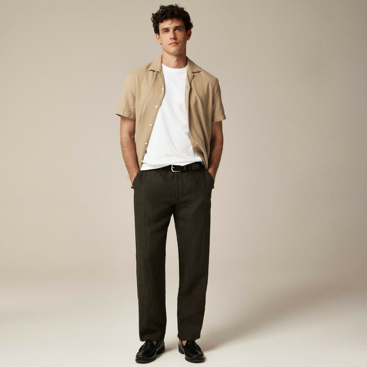 Men Short-sleeve textured cotton camp-collar shirt - J.Crew