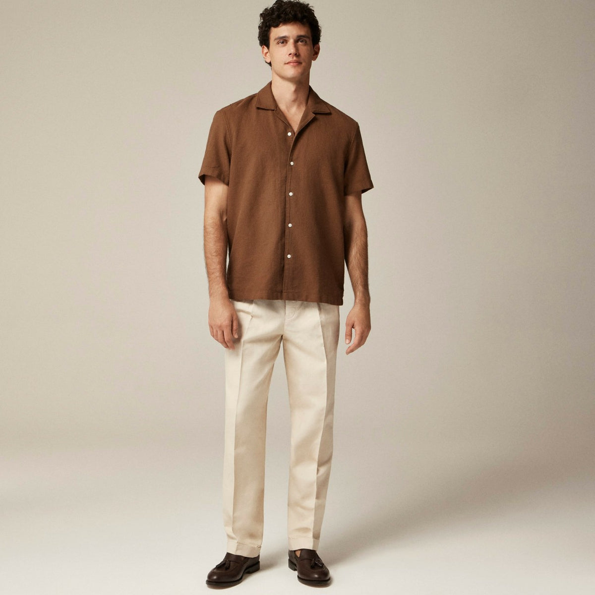 Men Short-sleeve textured cotton camp-collar shirt - J.Crew
