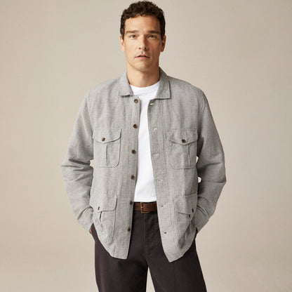 Men Linen-cotton blend twill shirt-jacket - J.Crew