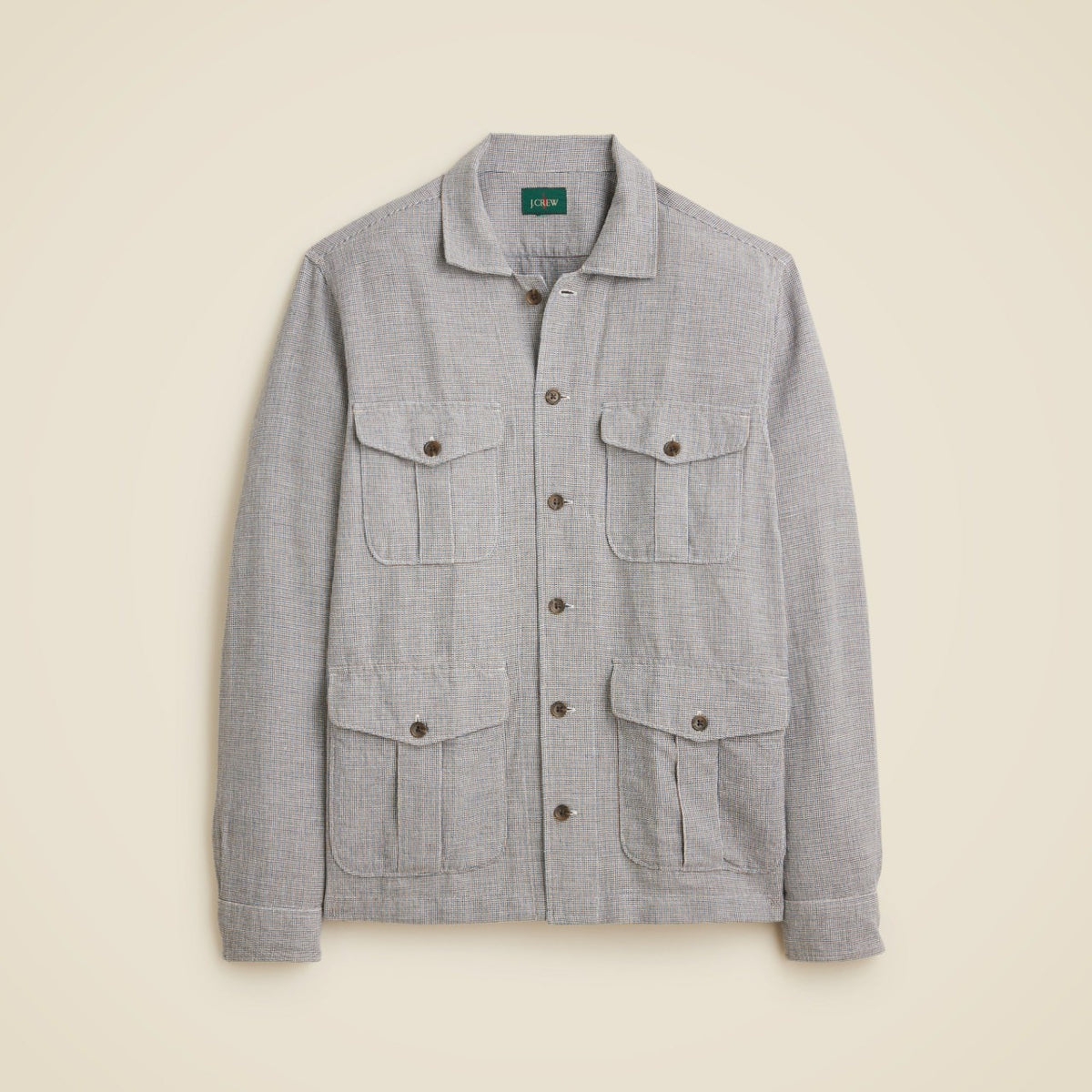 Men Linen-cotton blend twill shirt-jacket - J.Crew