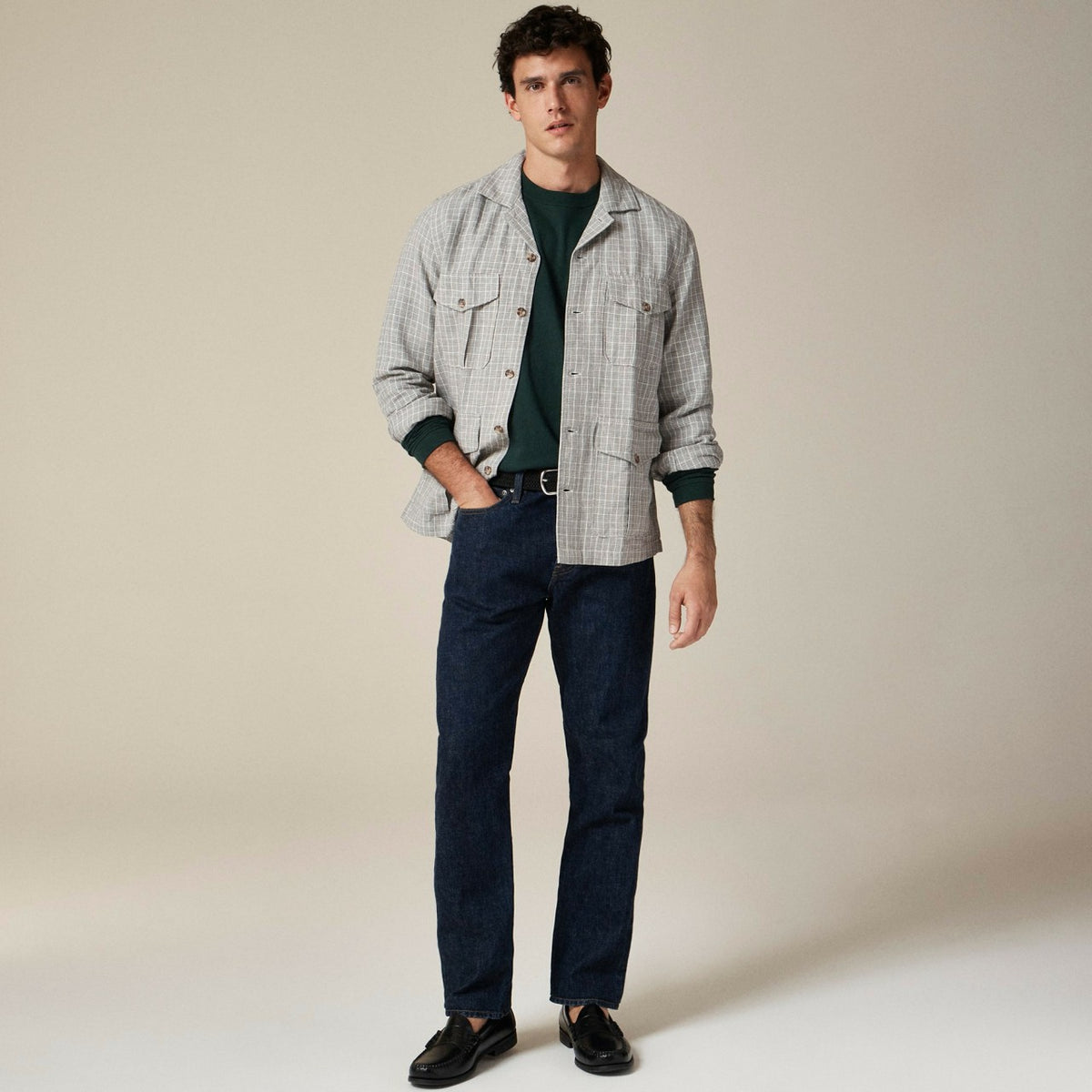 Men Linen-cotton blend twill shirt-jacket - J.Crew