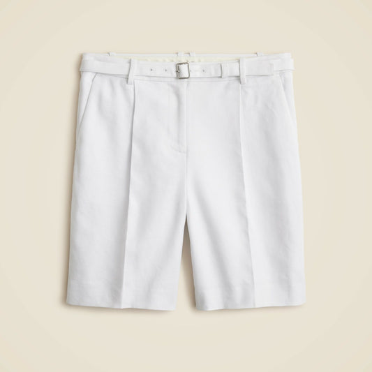 Women Pleated 9" trouser short in stretch linen blend - J.Crew