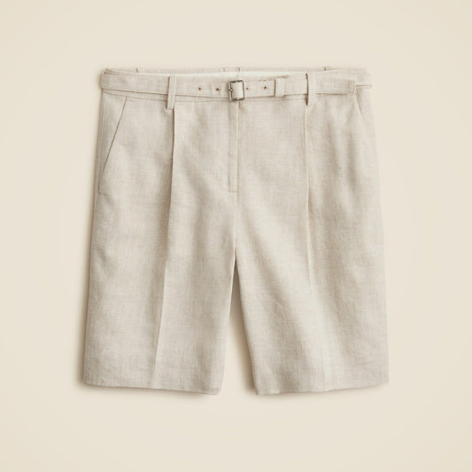 Women Pleated 9" trouser short in stretch linen blend - J.Crew
