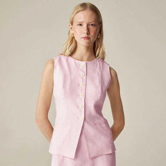 Women Cutaway vest top in linen - J.Crew