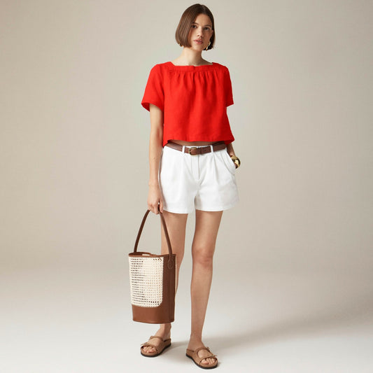 Women Sailor squareneck top in linen - J.Crew