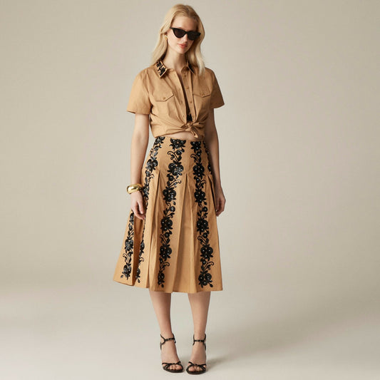 Women Collection cropped button-up shirt with floral sequins - J.Crew