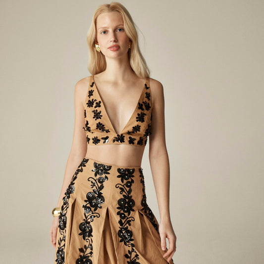 Women Collection bra top with floral sequins - J.Crew