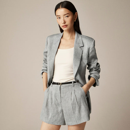 Women Lucia short in herringbone linen blend - J.Crew