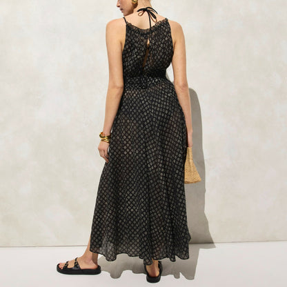 Women Crinkled maxi dress in block print - J.Crew