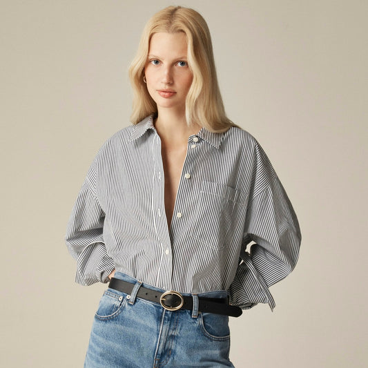 Women &Eacute;tienne oversized shirt in striped cotton poplin - J.Crew
