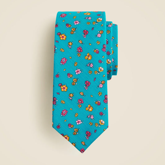 Men Italian slub silk floral tie - J.Crew