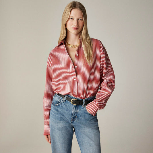 Women &Eacute;tienne oversized shirt in striped cotton poplin - J.Crew