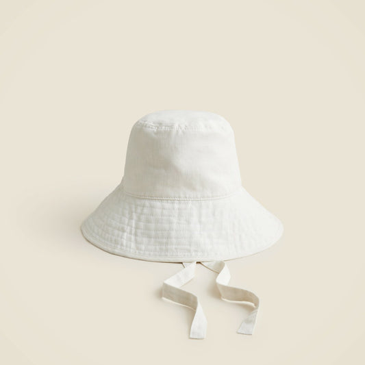 Women Linen bucket hat with ties - J.Crew