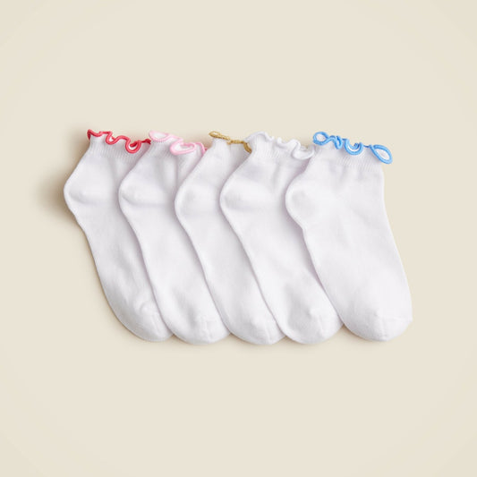 Kids Girls' ruffle ankle socks five-pack - J.Crew
