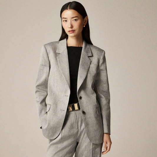 Women Classic two-button blazer in herringbone linen blend - J.Crew