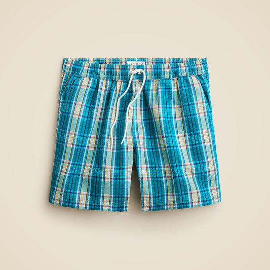 Men 6" swim trunk in seersucker plaid - J.Crew