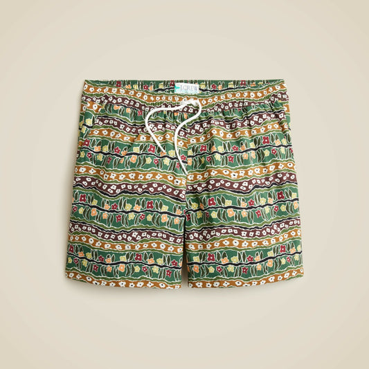 Men 6" stretch swim trunk in print with ECONYL&reg; nylon - J.Crew