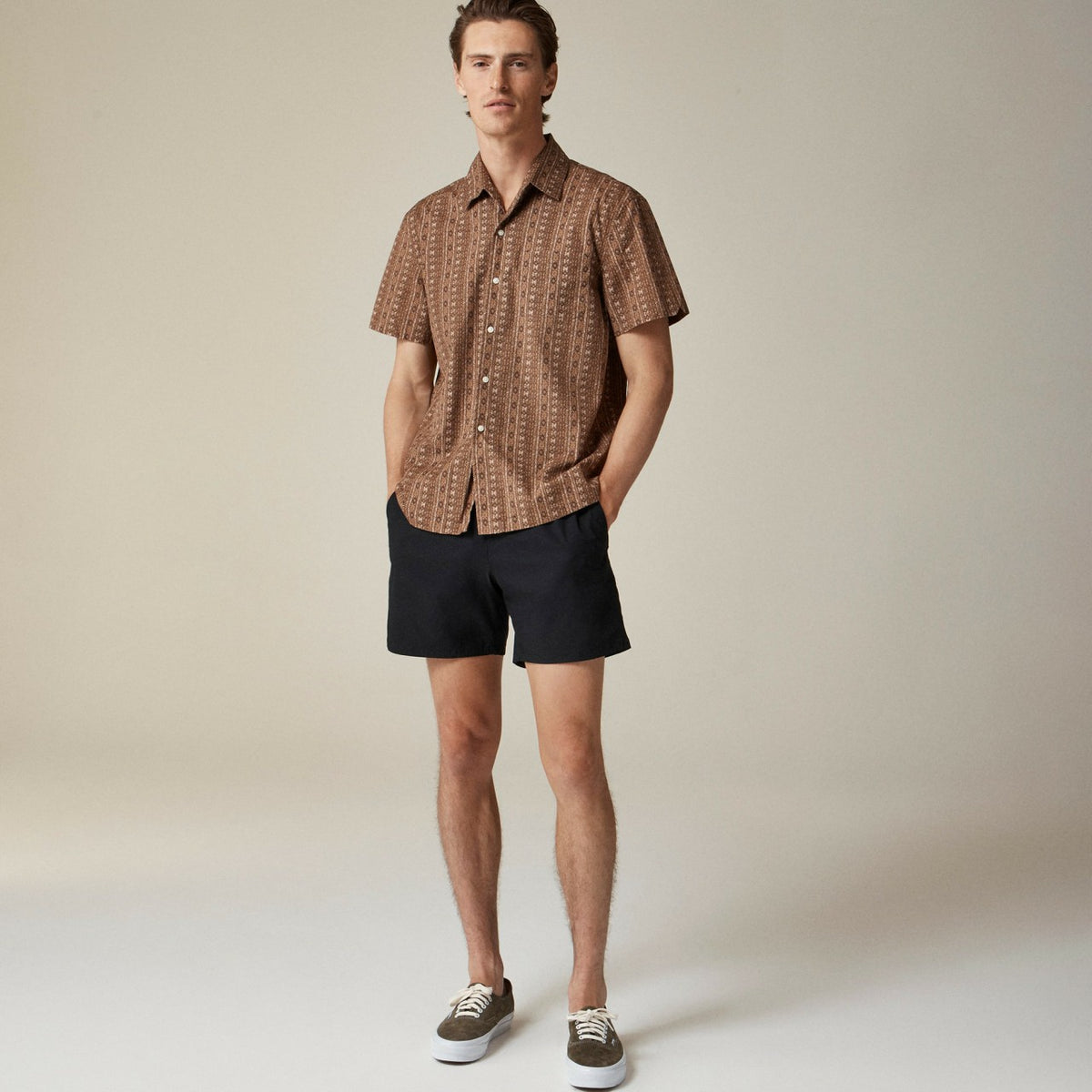 Men Short-sleeve Secret Wash cotton poplin camp-collar shirt - J.Crew