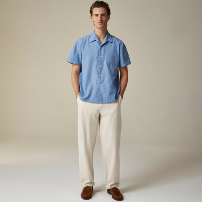 Men Short-sleeve Secret Wash cotton poplin camp-collar shirt - J.Crew