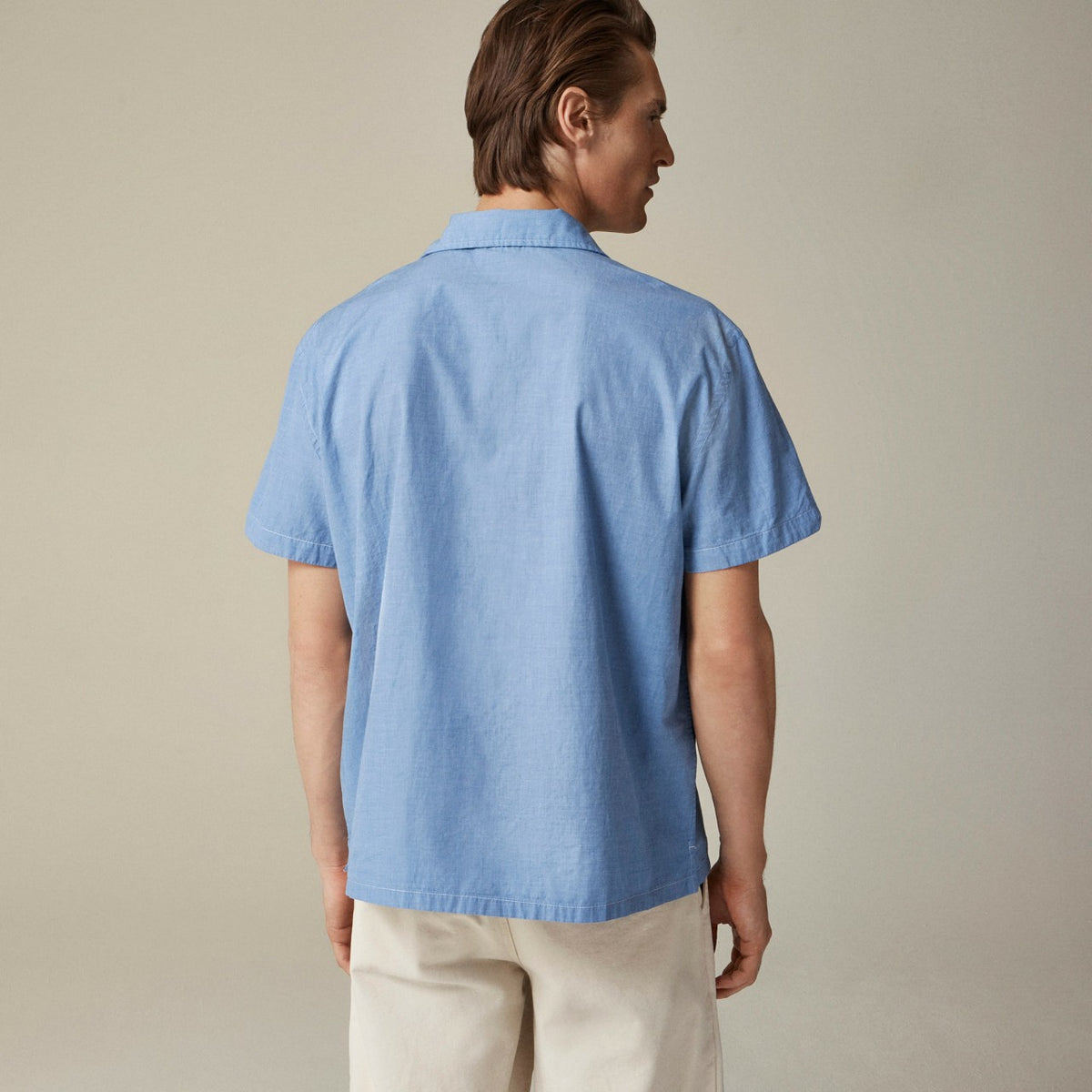 Men Short-sleeve Secret Wash cotton poplin camp-collar shirt - J.Crew
