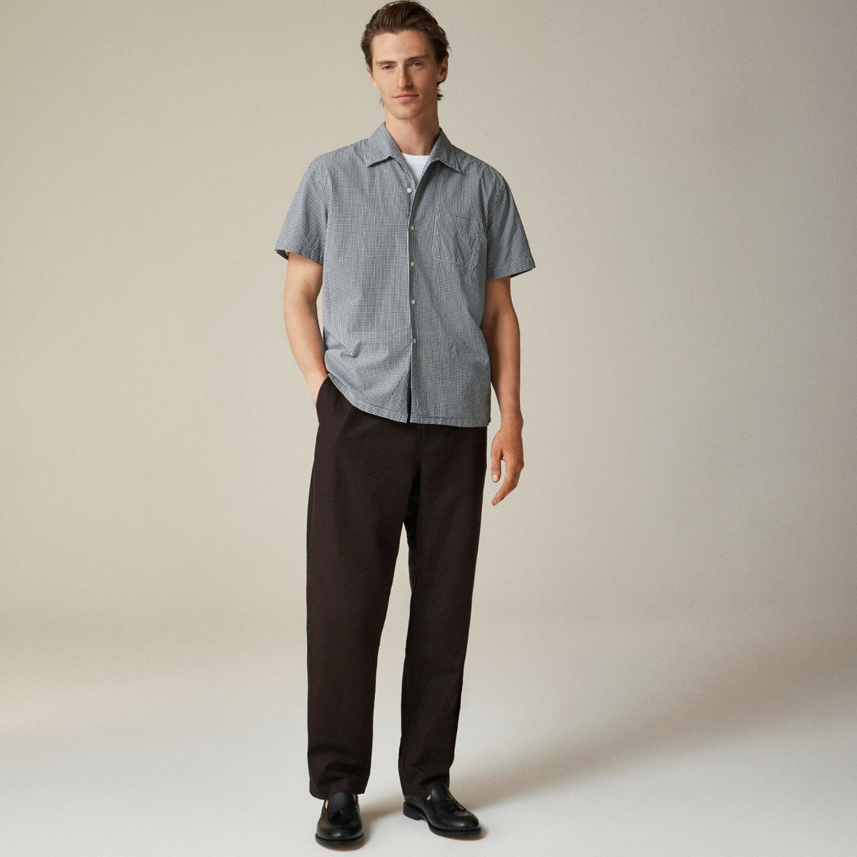 Men Short-sleeve Secret Wash cotton poplin camp-collar shirt - J.Crew