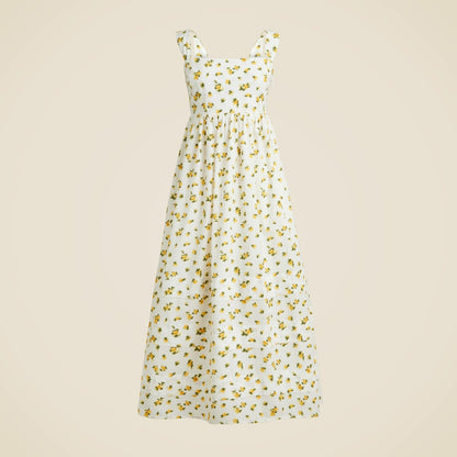 Women Squareneck midi dress in budding rose print - J.Crew