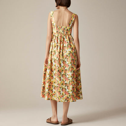 Women Squareneck midi dress in cotton poplin - J.Crew