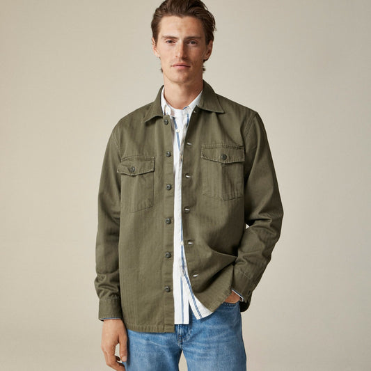 Men Wallace &amp; Barnes cotton herringbone workshirt - J.Crew
