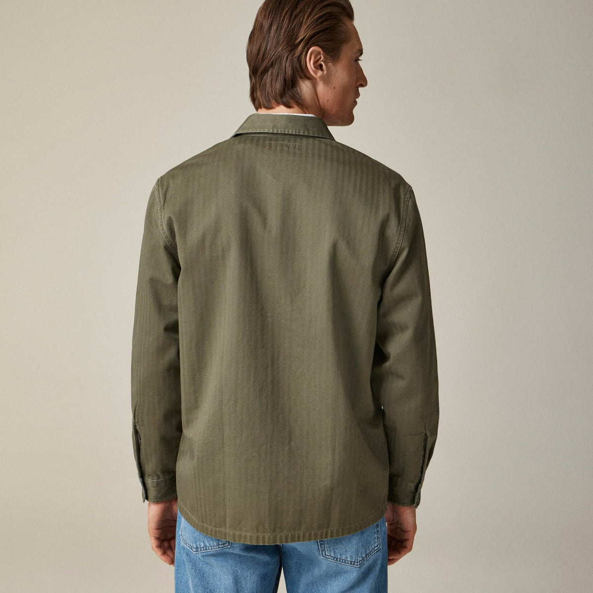 Men Wallace &amp; Barnes cotton herringbone workshirt - J.Crew